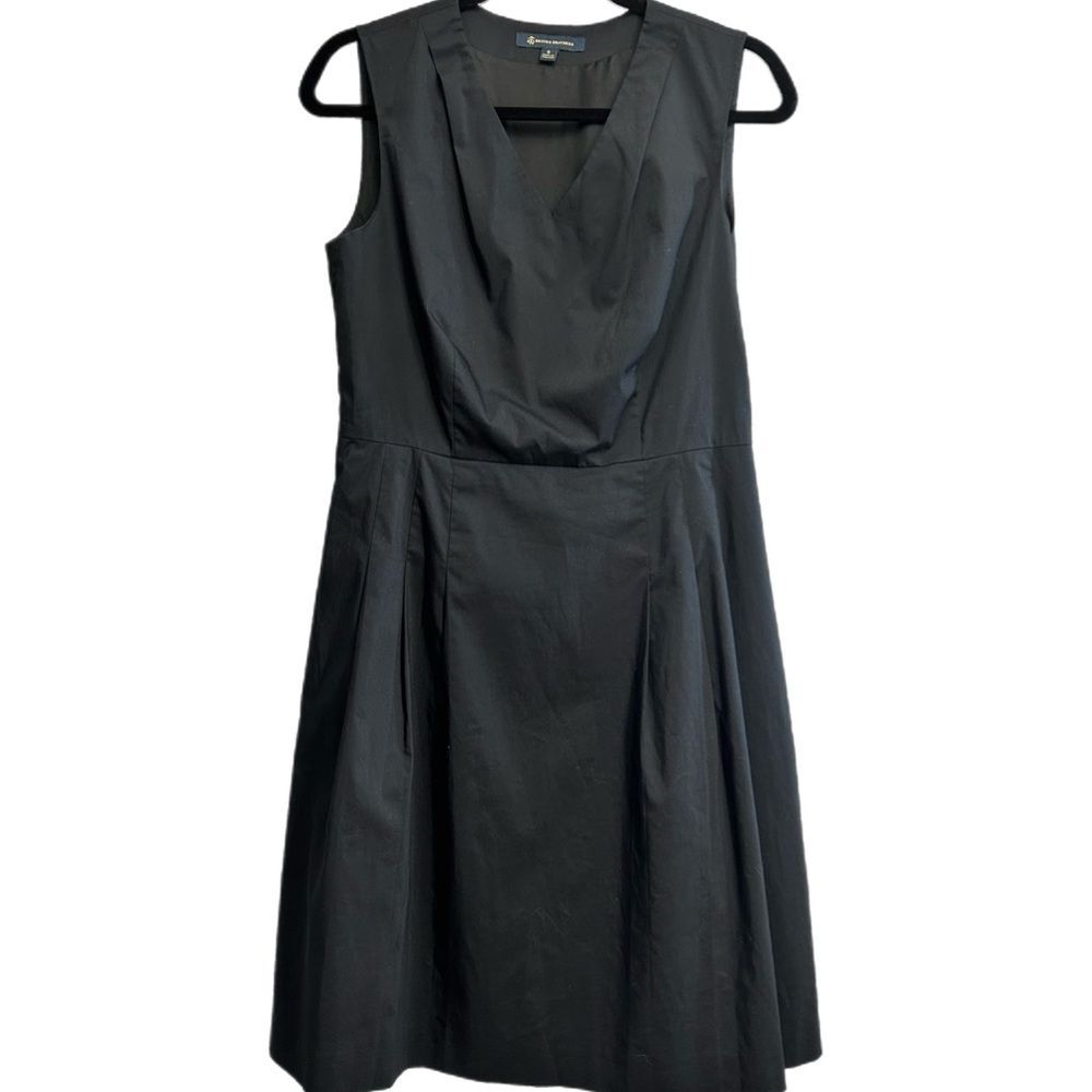 Brooks Brothers Black Cotton Sleeveless Career Sheath Dress Size 6